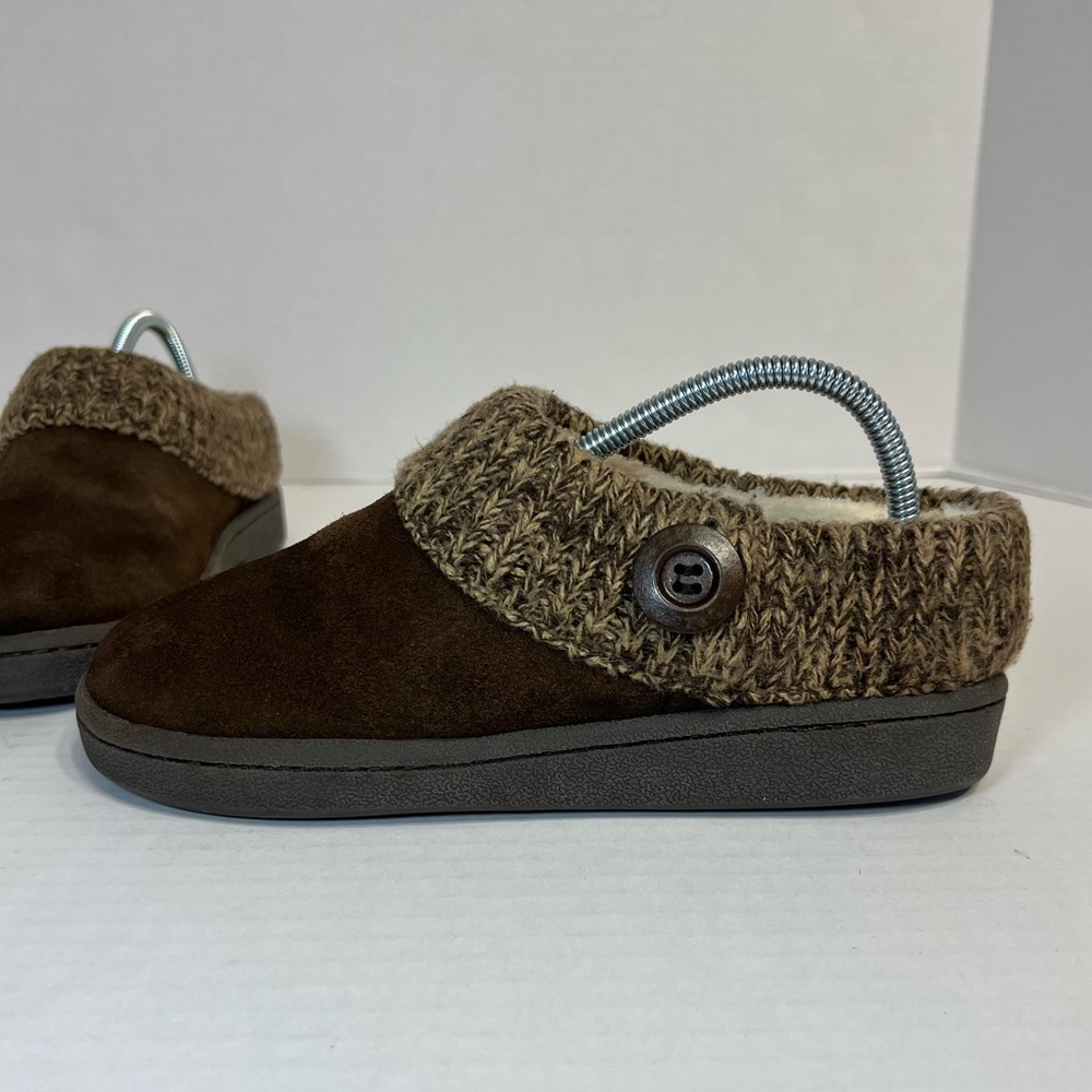 Clarks Brown Knit‎ Cuff Slippers Size 6 M